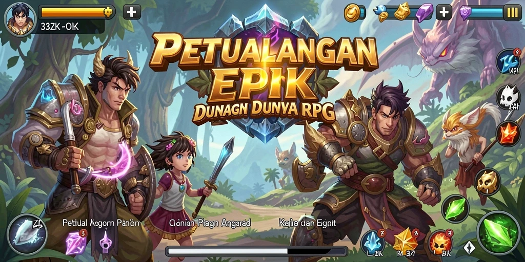 Tampilan gameplay <strong>33ZK</strong> dengan karakter dan dunia fantasi yang megah.