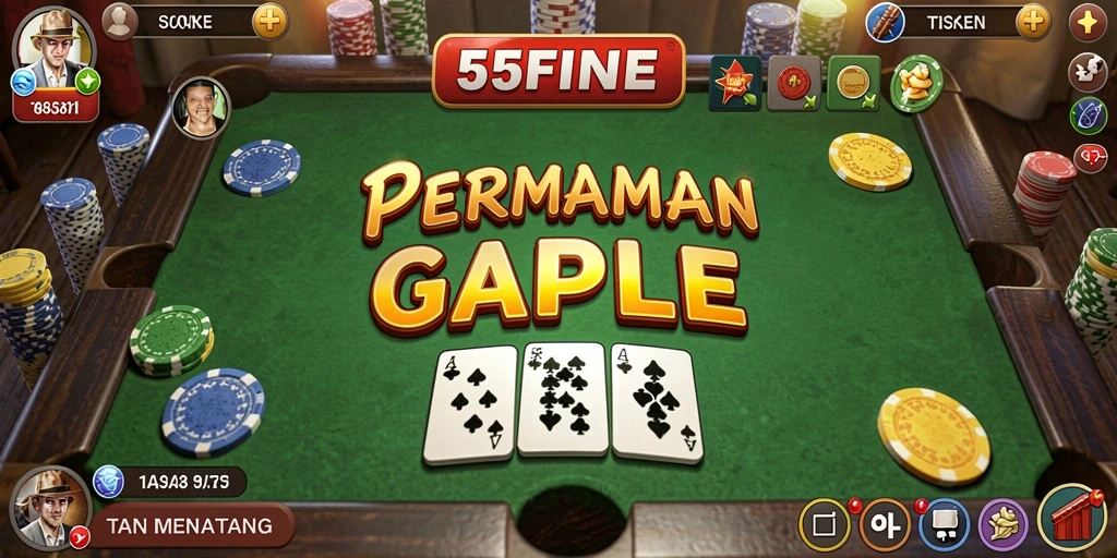 Tampilan gameplay seru dalam permainan Gaple 55FIVE.