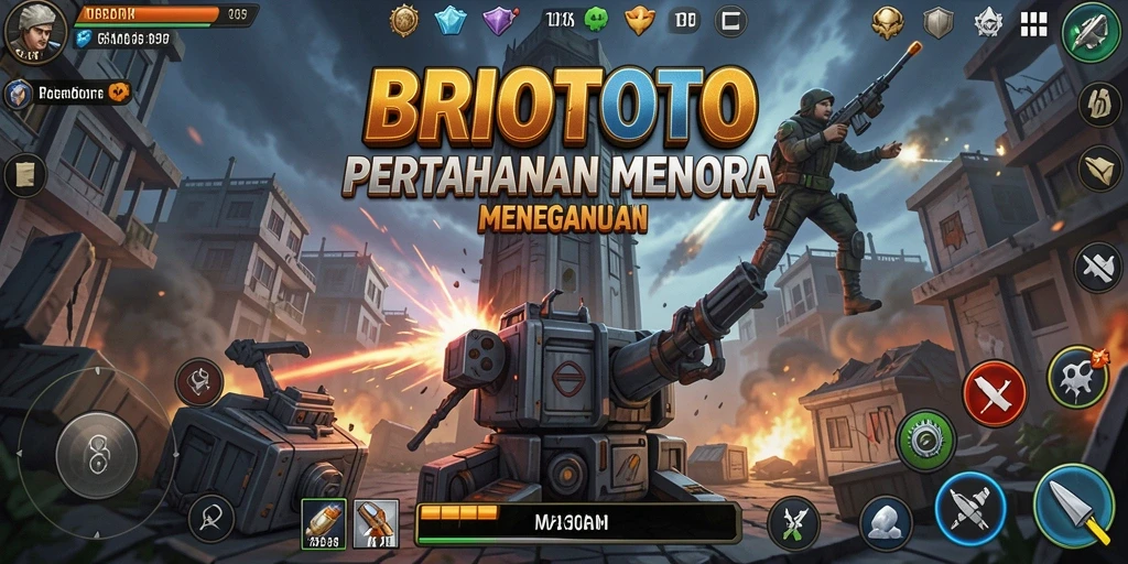 Screenshot BRIOTOTO menampilkan aksi Tower Defense yang seru dan mendebarkan.