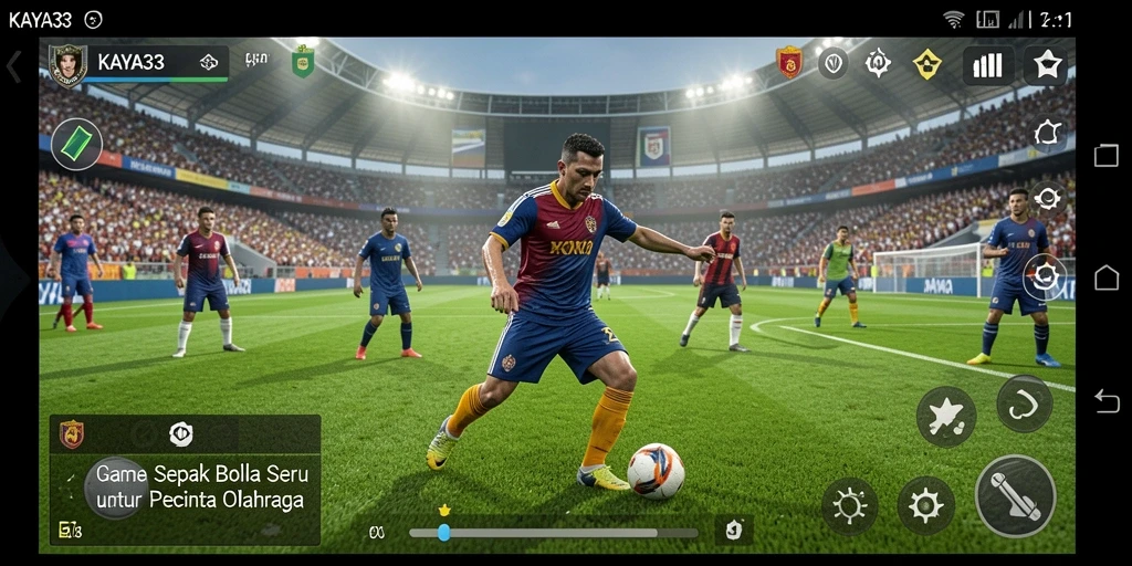 Tampilan gameplay KAYA33 dengan aksi sepak bola yang mendebarkan.