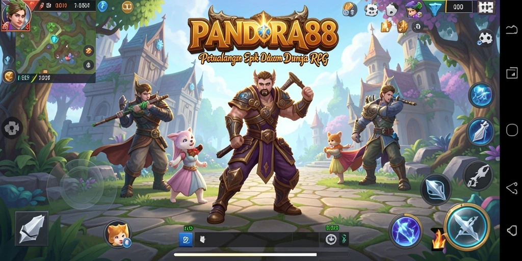 Screenshot menunjukkan karakter beraksi dalam pertarungan RPG yang seru.