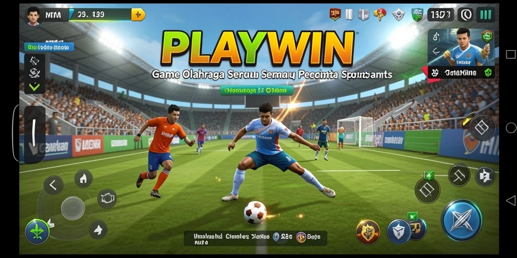Tampilan screenshot utama PLAYWIN menampilkan serunya gameplay olahraga.