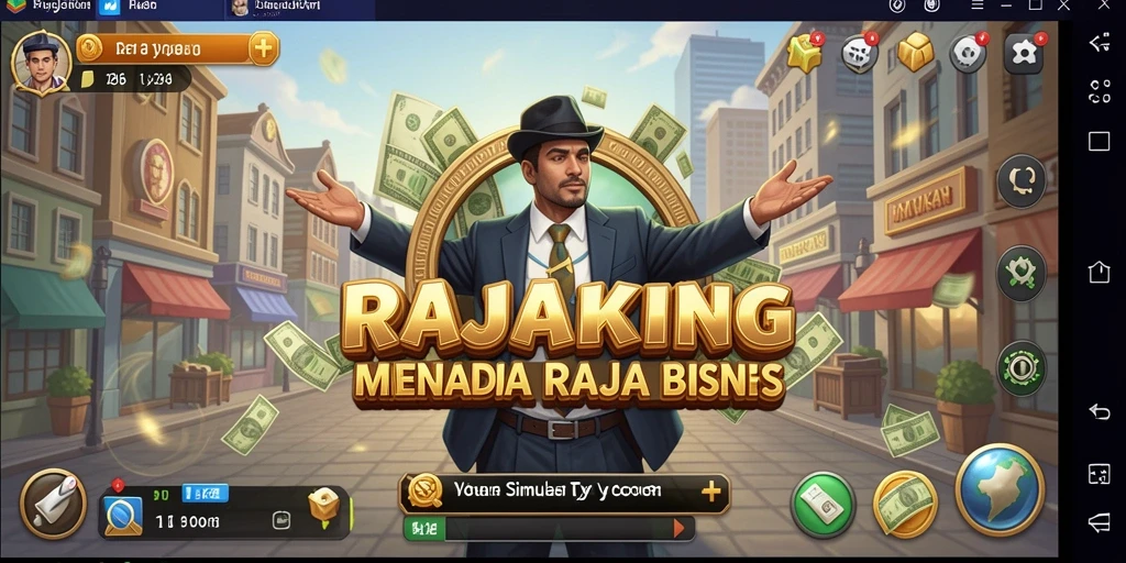Screenshot gameplay RAJAKING yang menunjukkan pengelolaan bisnis.