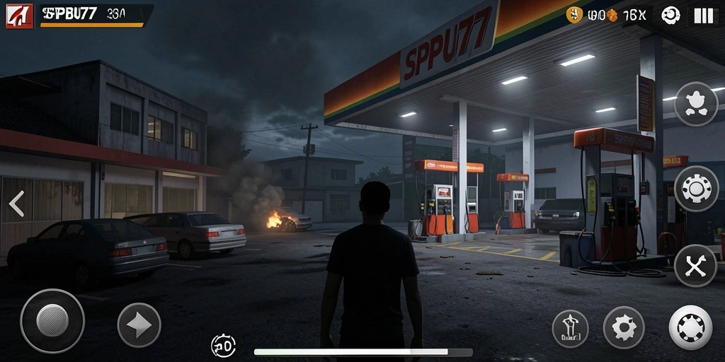 Gameplay SPBU77 yang menegangkan dan menyeramkan.