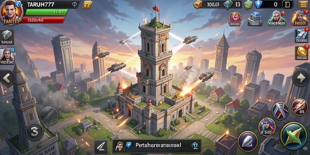 Tangkapan layar gameplay TARUH777 dengan pertahanan menara yang dinamis.