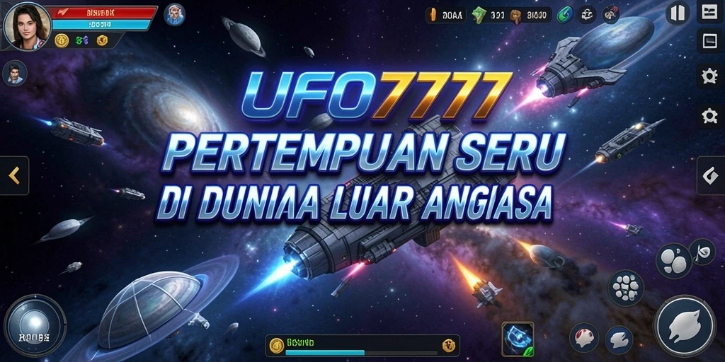 Screenshot gameplay UFO777 menunjukkan aksi pertempuran luar angkasa yang seru.