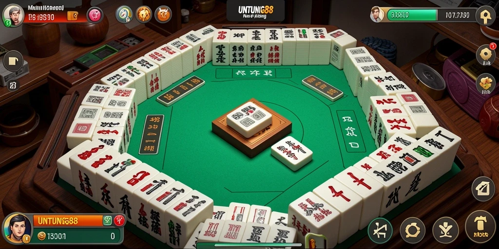Tampilan gameplay seru dari UNTUNG88 dalam bermain Mahjong.